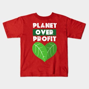 Planet Over Profit - Earth Day Climate Change   earth day 2024 gift april 22 Cute Kids T-Shirt